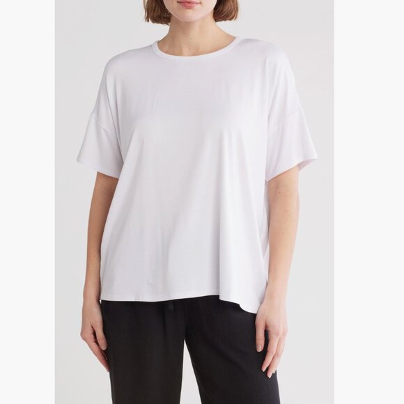 NWT Eileen Fisher Jersey Crewneck Boxy T-Shirt Small, WHITE Oversized - Picture 2 of 7
